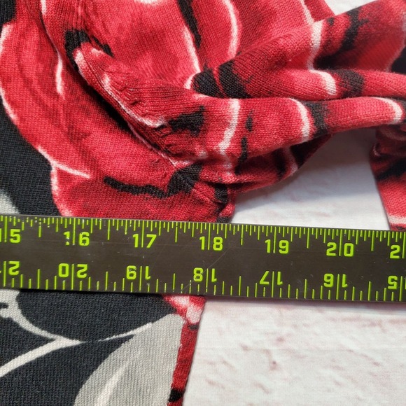 White House Black Market Cardigan Sweater Womens Medium Red Rose Floral Velvet - Picture 6 of 10